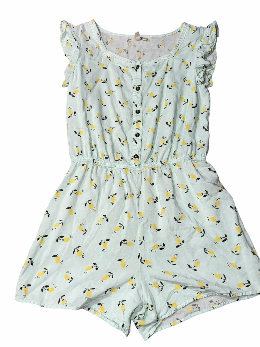 SO Light Blue Lemon-Print Girls' Romper